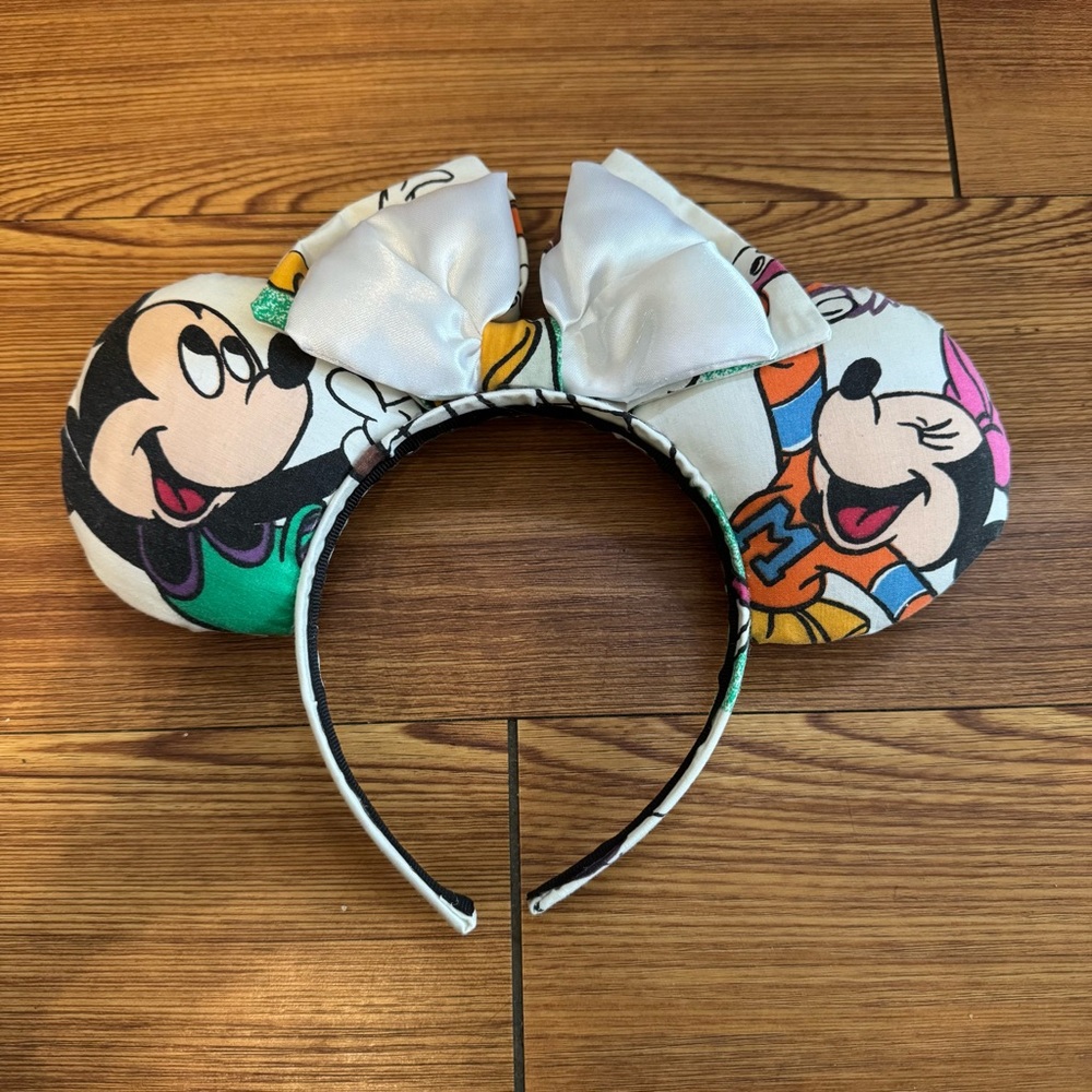 Mickey and Minnie Mouse Ears Headband with Bow